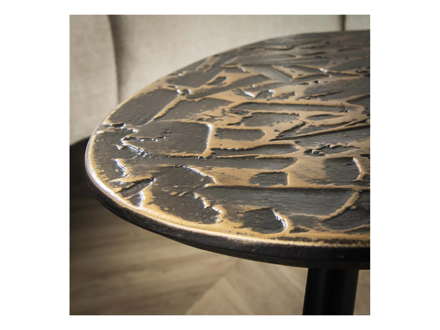 Table basse carrée patinée - Lot de 3