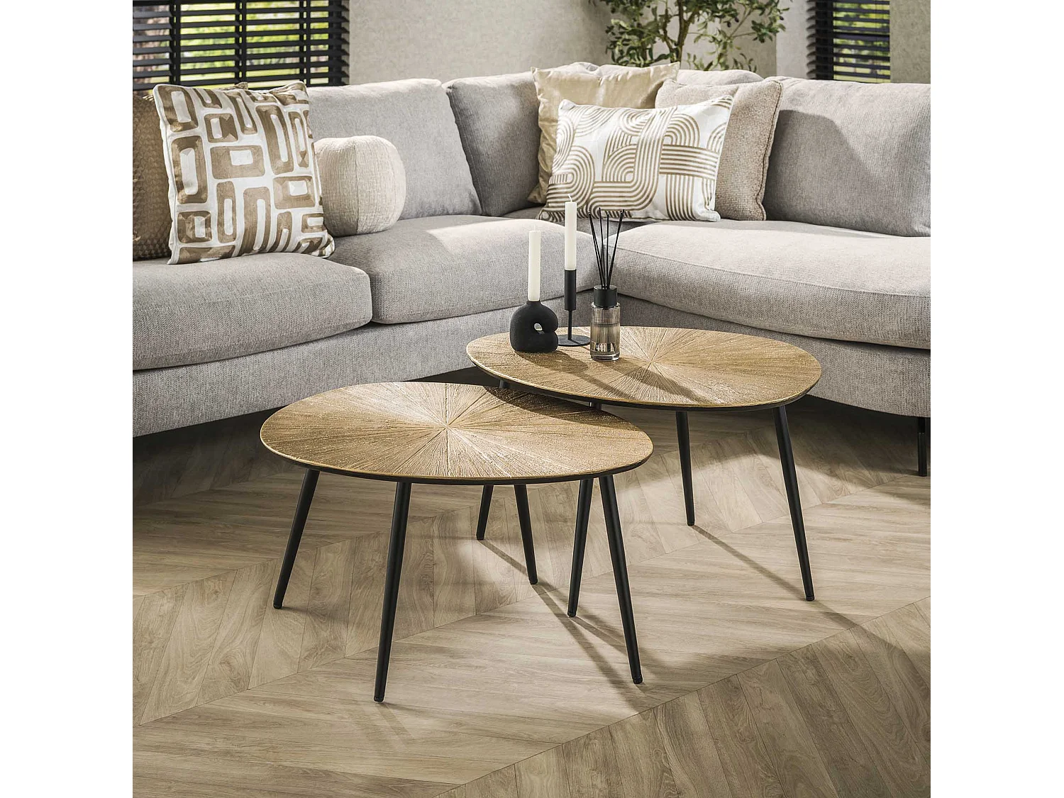 Salontafel Set-2 Organisch Ray - Brons/Goud Metaal