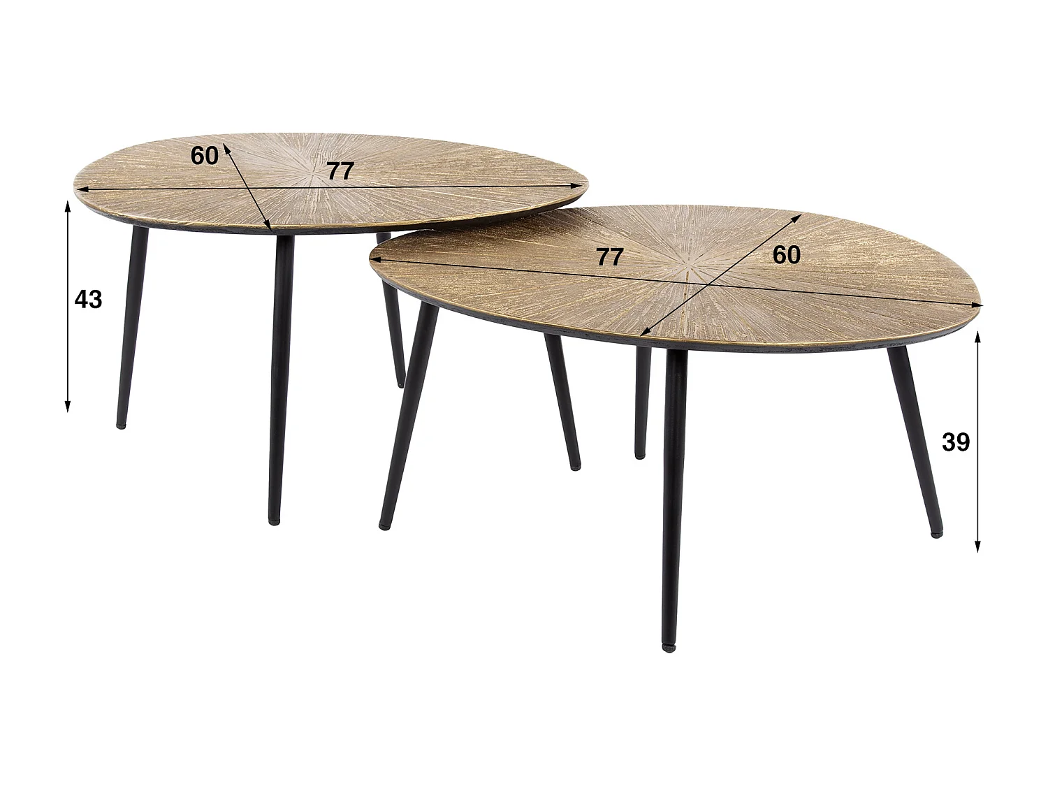 Salontafel Set-2 Organisch Ray - Brons/Goud Metaal