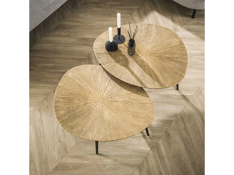 Salontafel Set-2 Organisch Ray - Brons/Goud Metaal