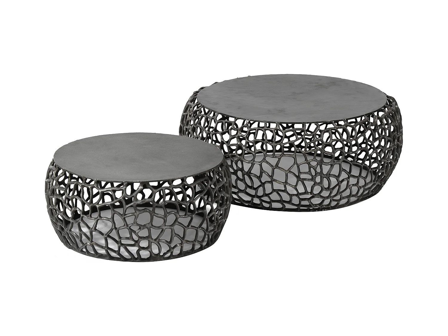 Table basse Maze - Métal Noir/Gris - Lot de 2 - 75x75x30