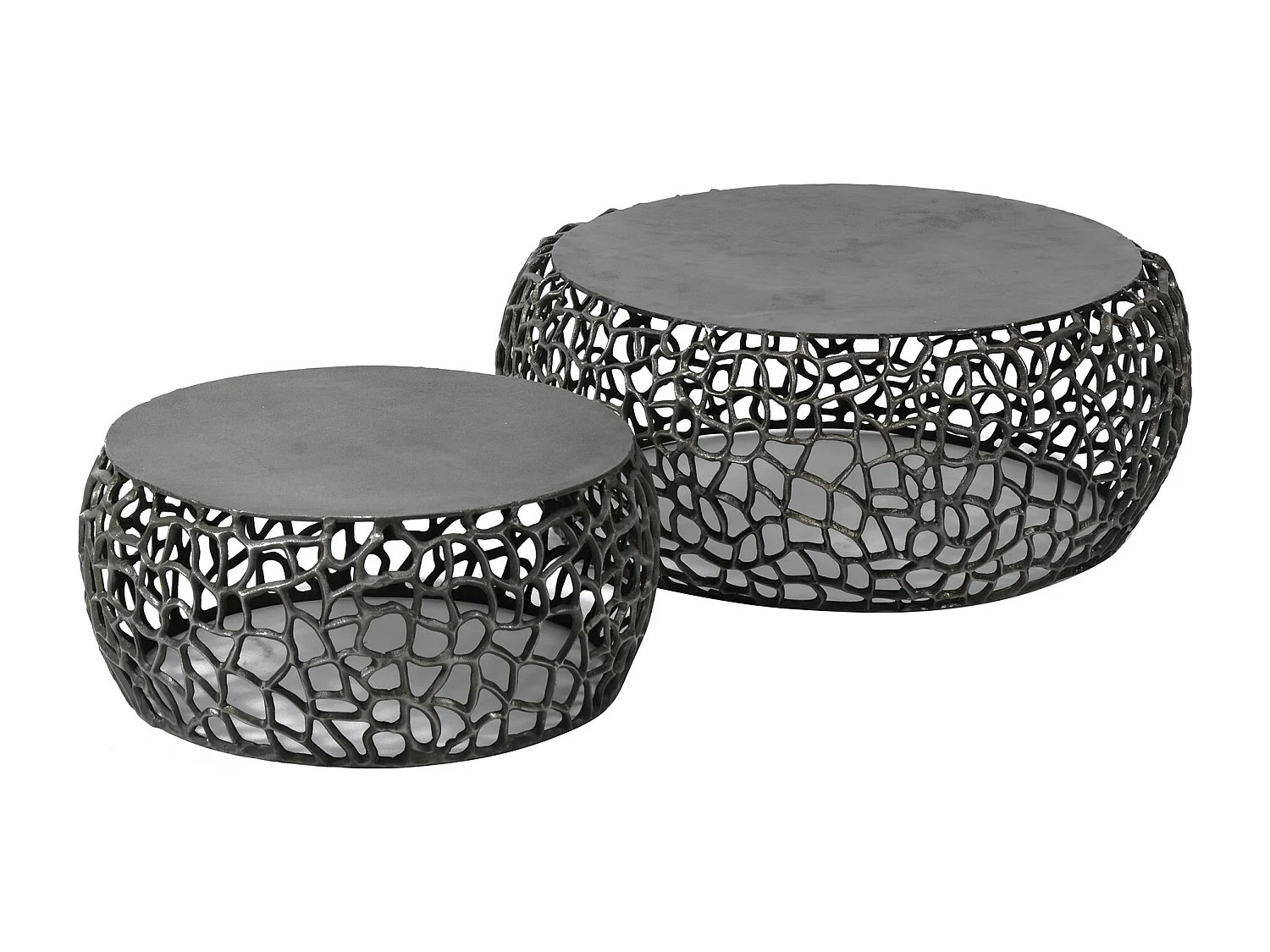 Table basse Maze - Métal Noir/Gris - Lot de 2 - 75x75x30