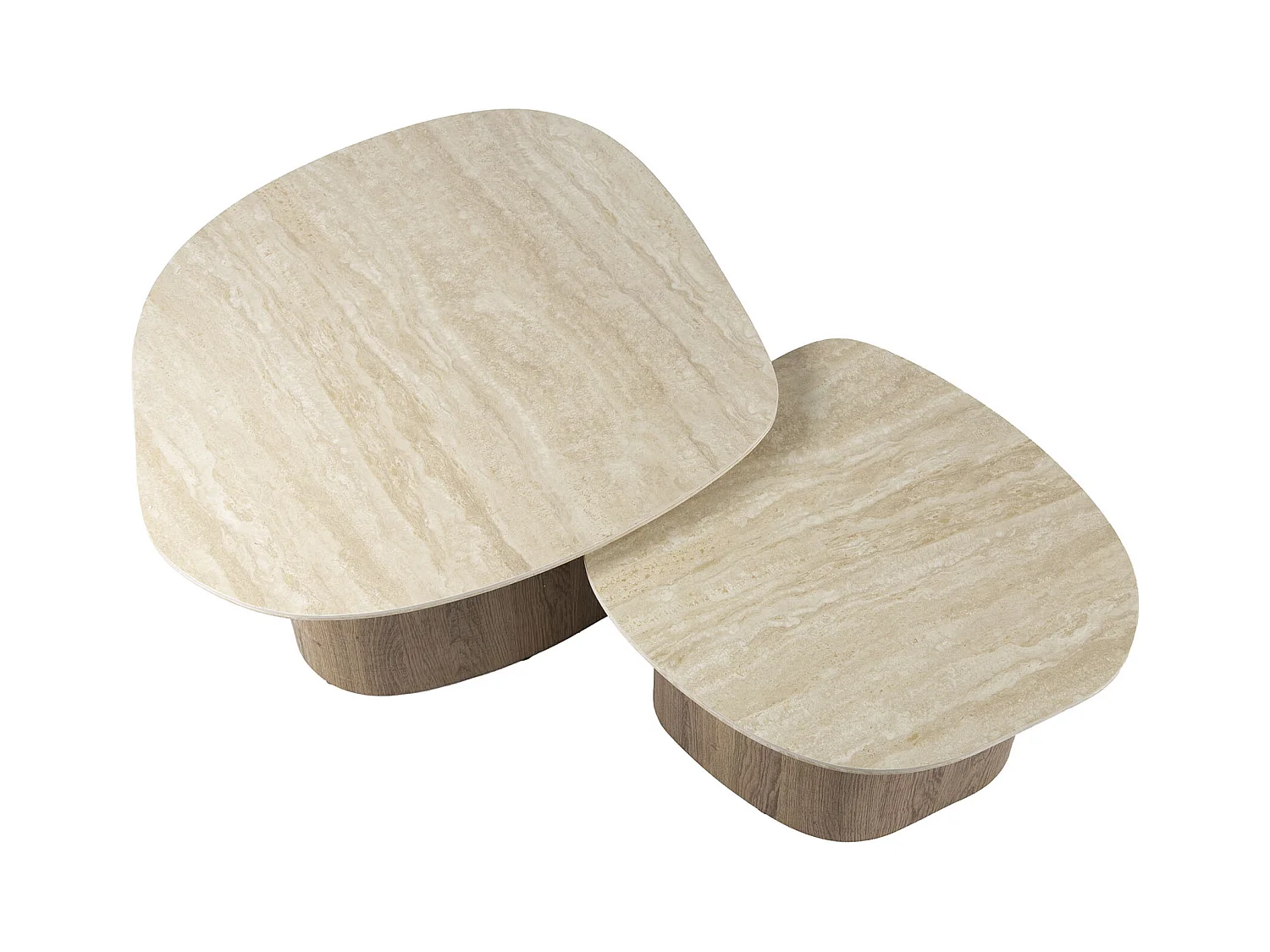 Table basse Romano Kiezel - Céramique Travertin - Lot de 2