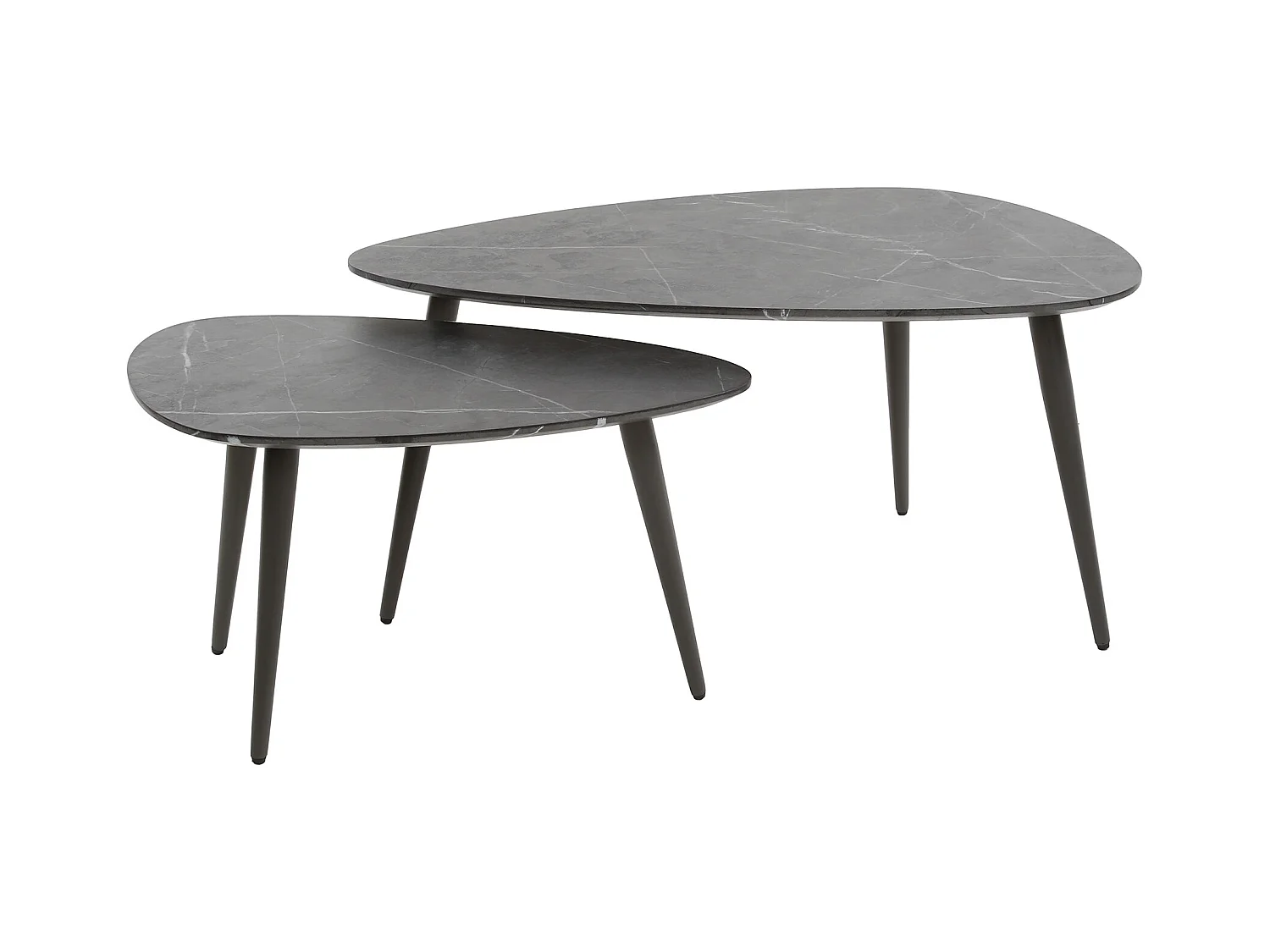 Ensemble de 2 tables basses en forme de poire, organiques, 3D, noir et marron