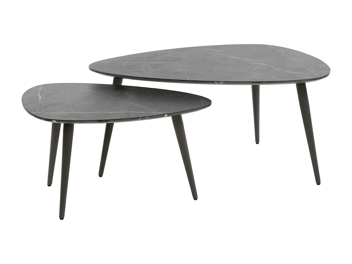 Ensemble de 2 tables basses en forme de poire, organiques, 3D, noir et marron