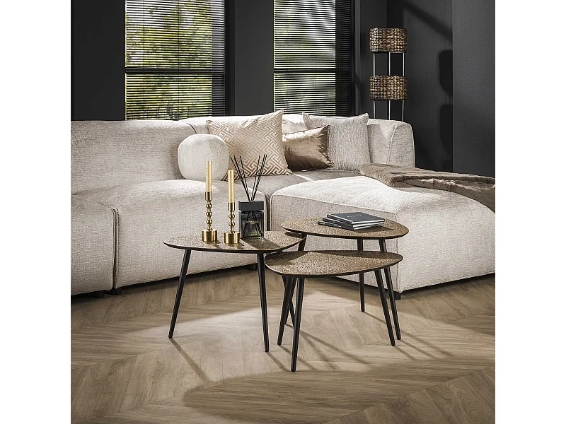 Couchtisch Metallic Bronze - Antik - 3er Set