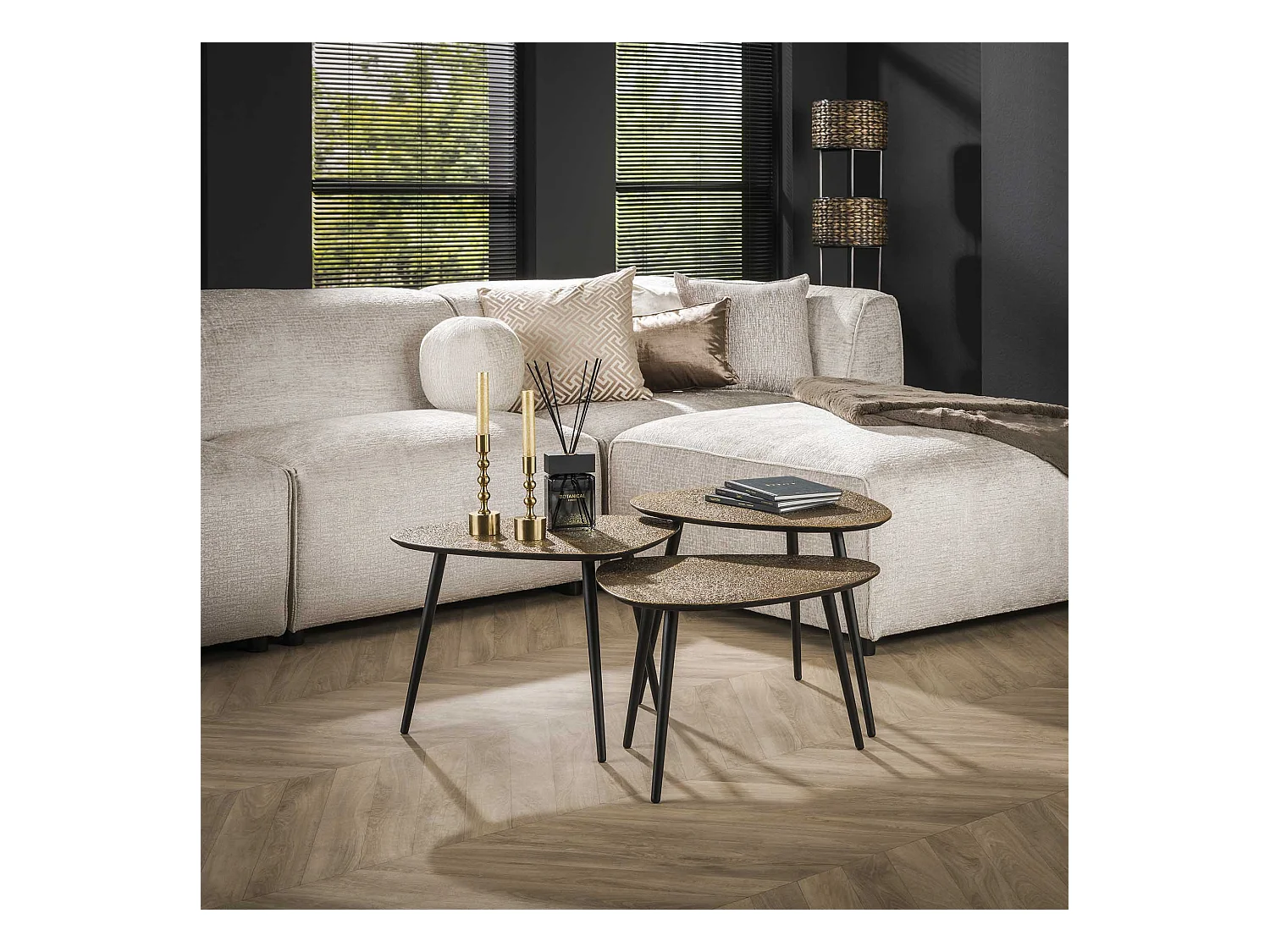 Table basse en bronze métallisé - Antique - Lot de 3