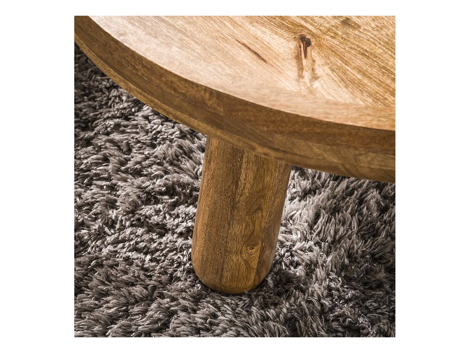 Table basse trépied - Mangue massif couleur sable - Lot de 2