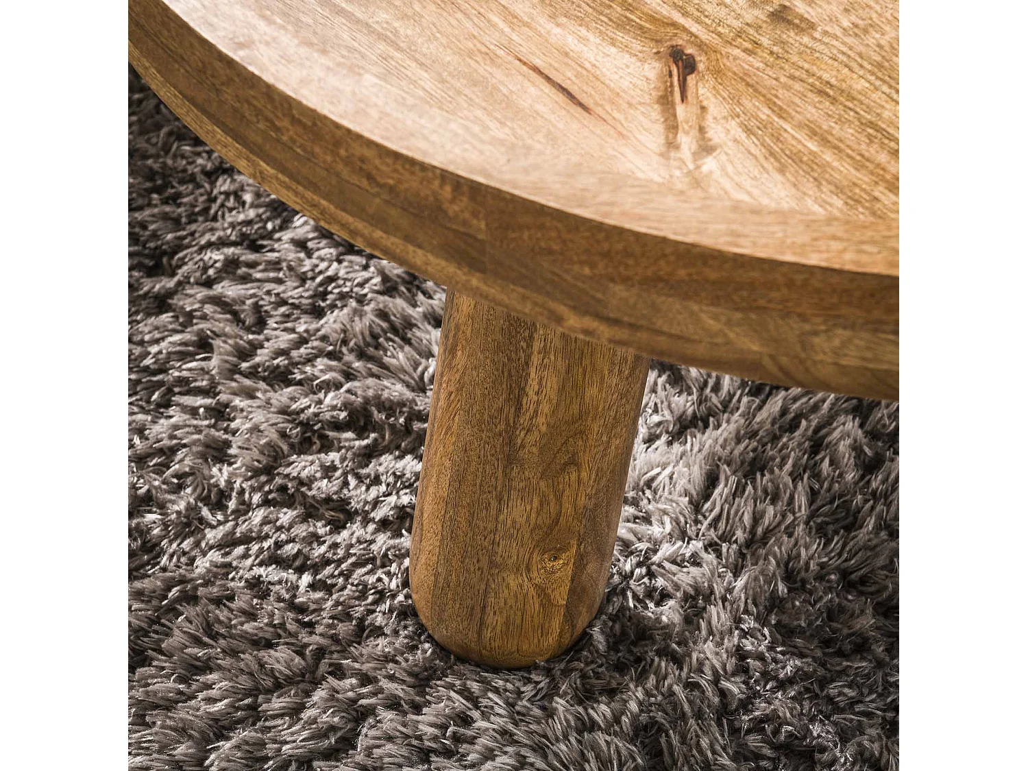 Table basse trépied - Mangue massif couleur sable - Lot de 2