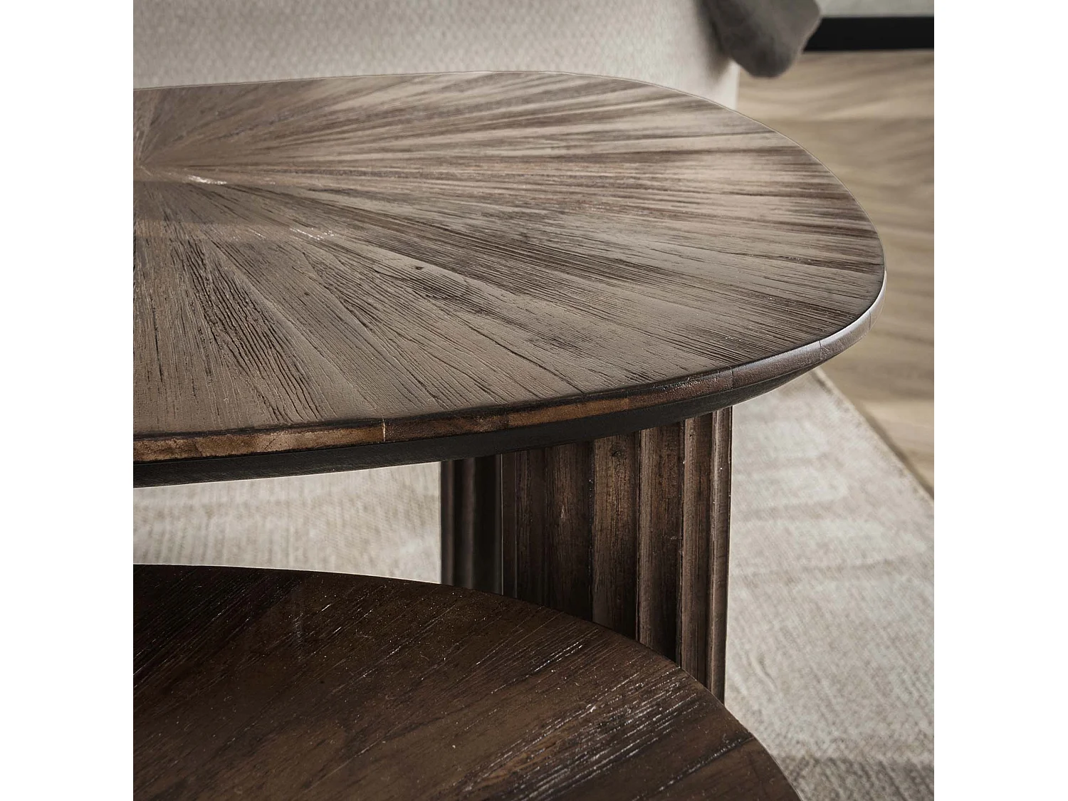 Table basse triangulaire Maya en teck - Teck brun rouille - Lot de 2