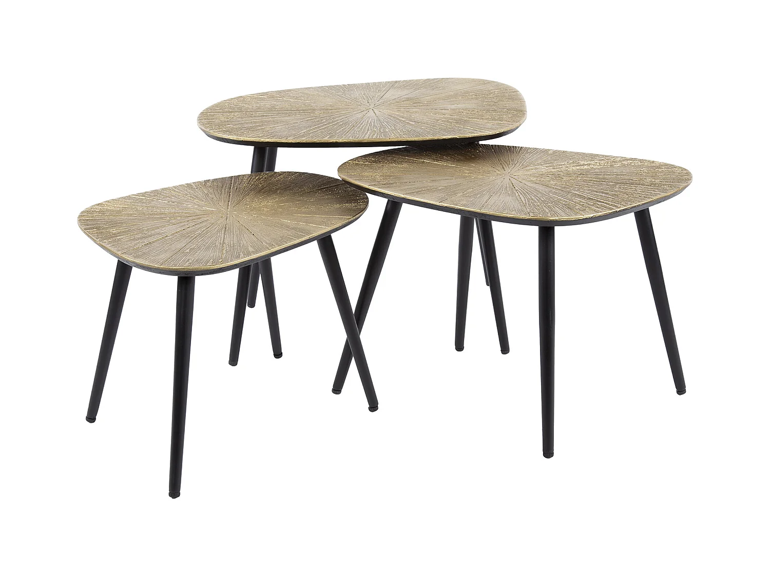 Ensemble de 3 tables basses carrées Ray - Bronze/Métal doré