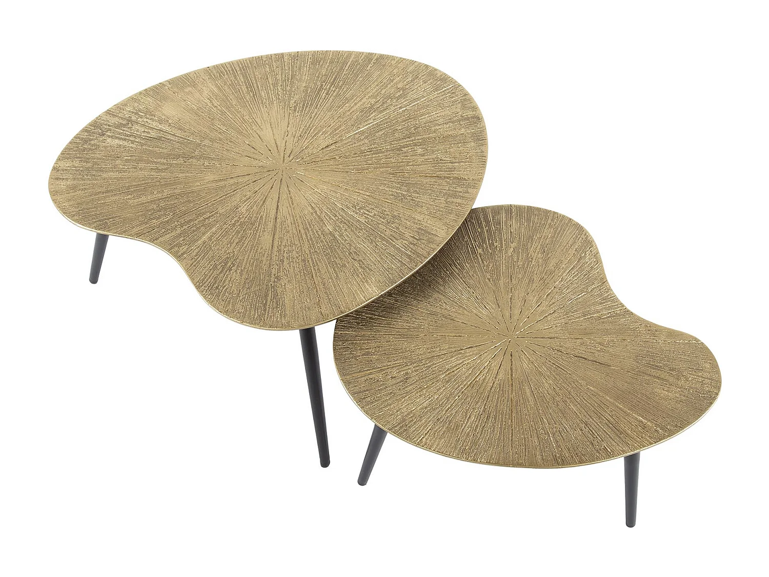 Ensemble de 2 tables basses en forme de haricot - Bronze/métal doré