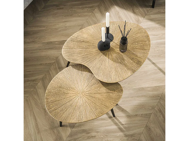 Salontafel Set-2 Niervormig Ray - Brons/Goud Metaal