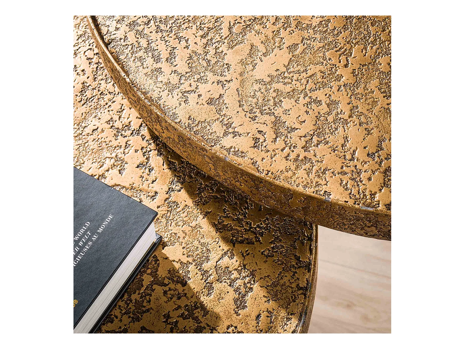 Table basse ronde métallique - Couleur or - Lot de 2