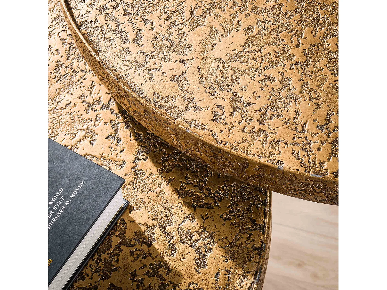 Table basse ronde métallique - Couleur or - Lot de 2