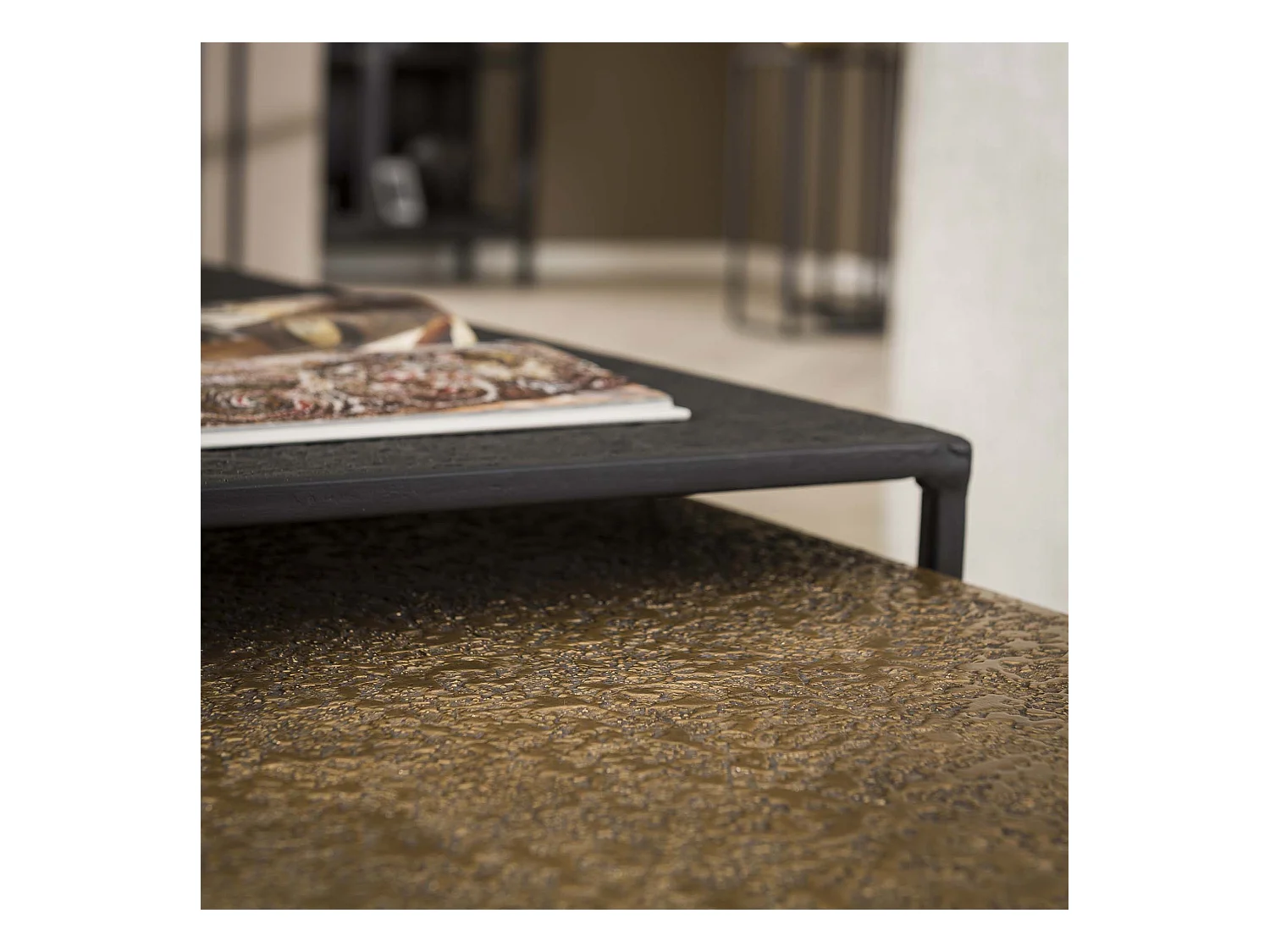 Table basse Iron Metallic - Gris - Lot de 2