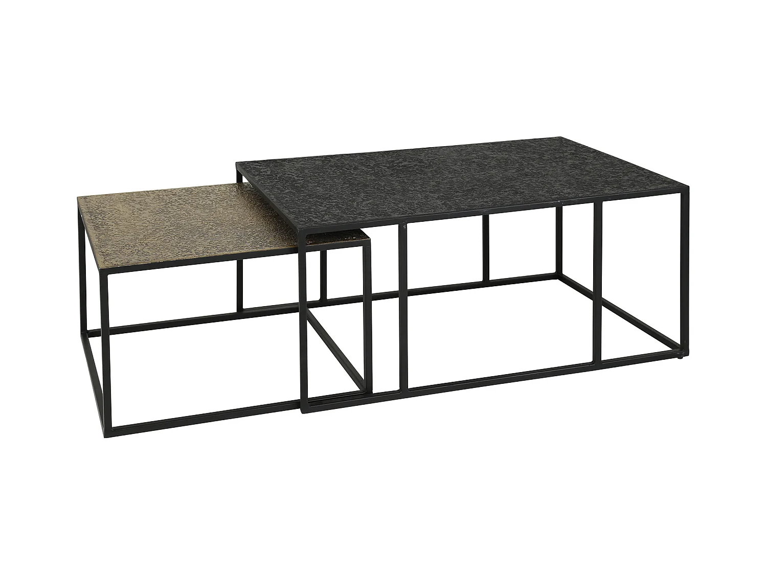 Table basse Iron Metallic - Gris - Lot de 2