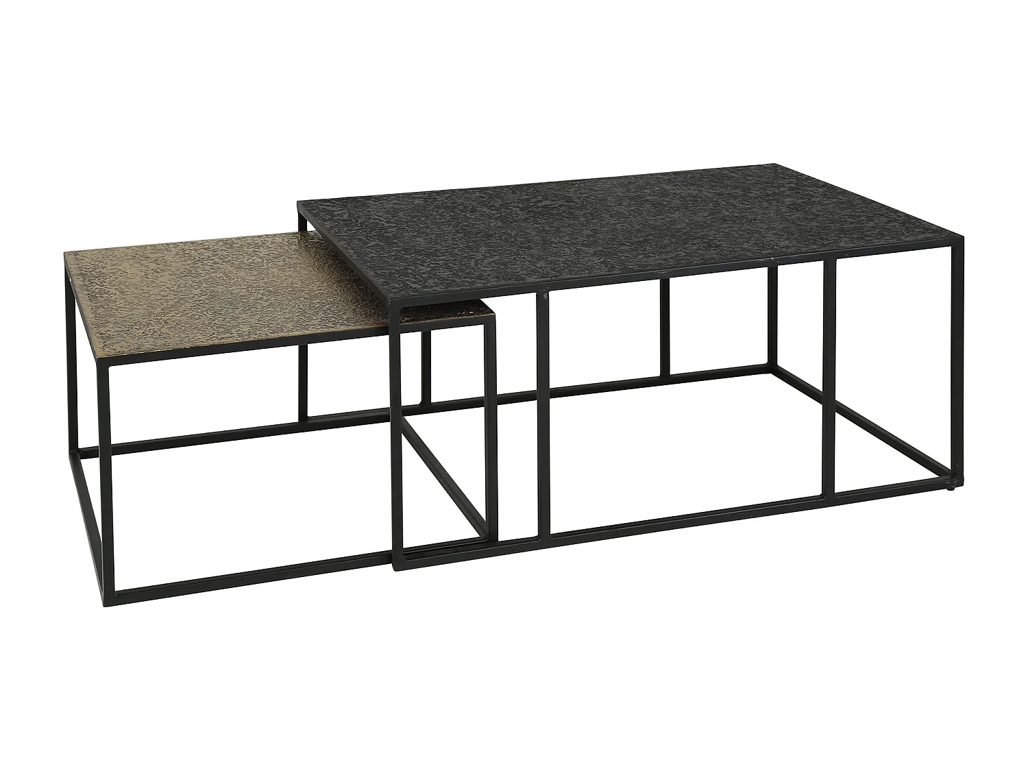 Table basse Iron Metallic - Gris - Lot de 2