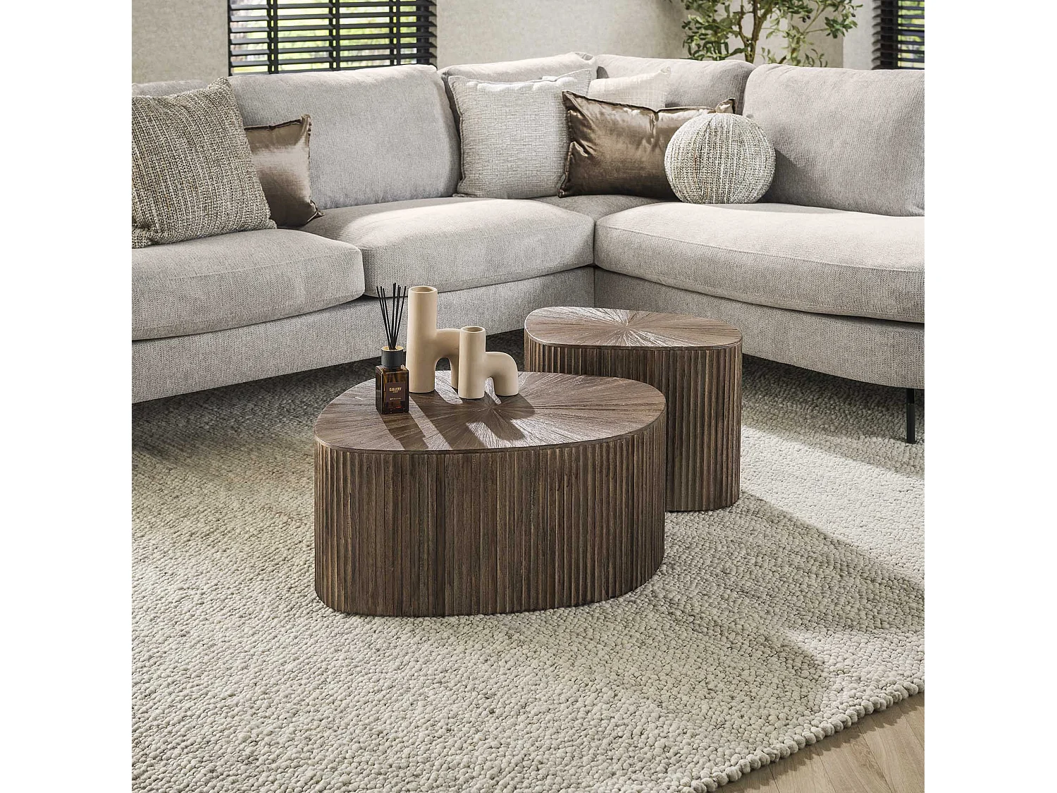 Salontafel XL Driehoek Maya Teak - Teak Rust Brown - Set van 2