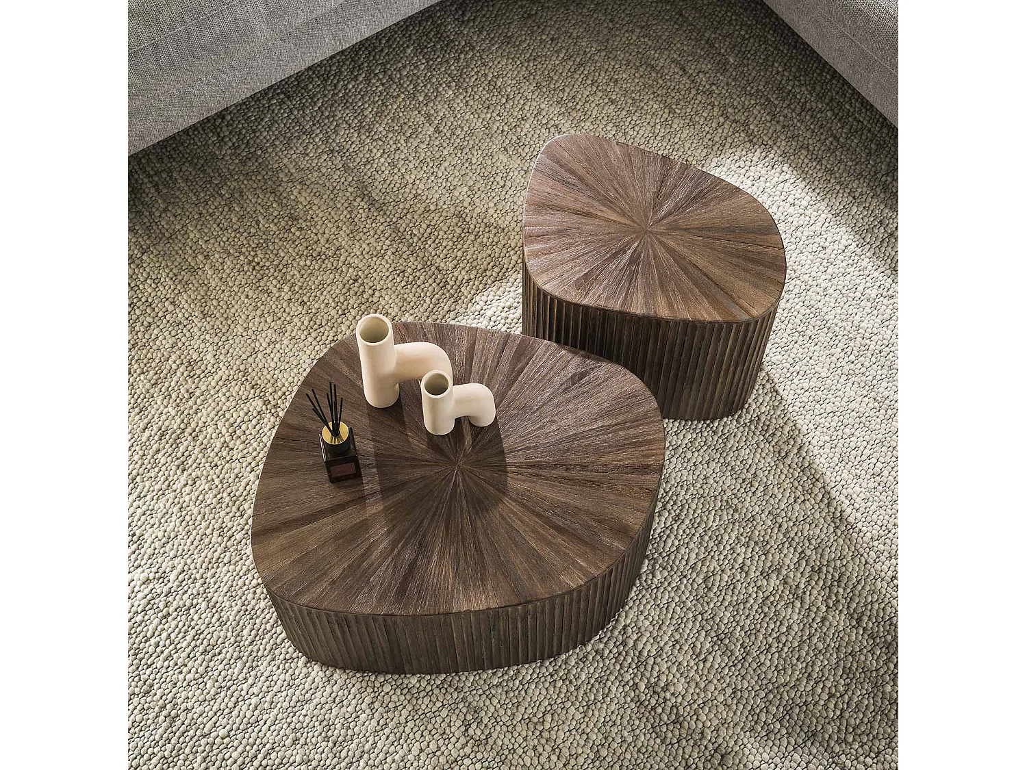 Salontafel XL Driehoek Maya Teak - Teak Rust Brown - Set van 2