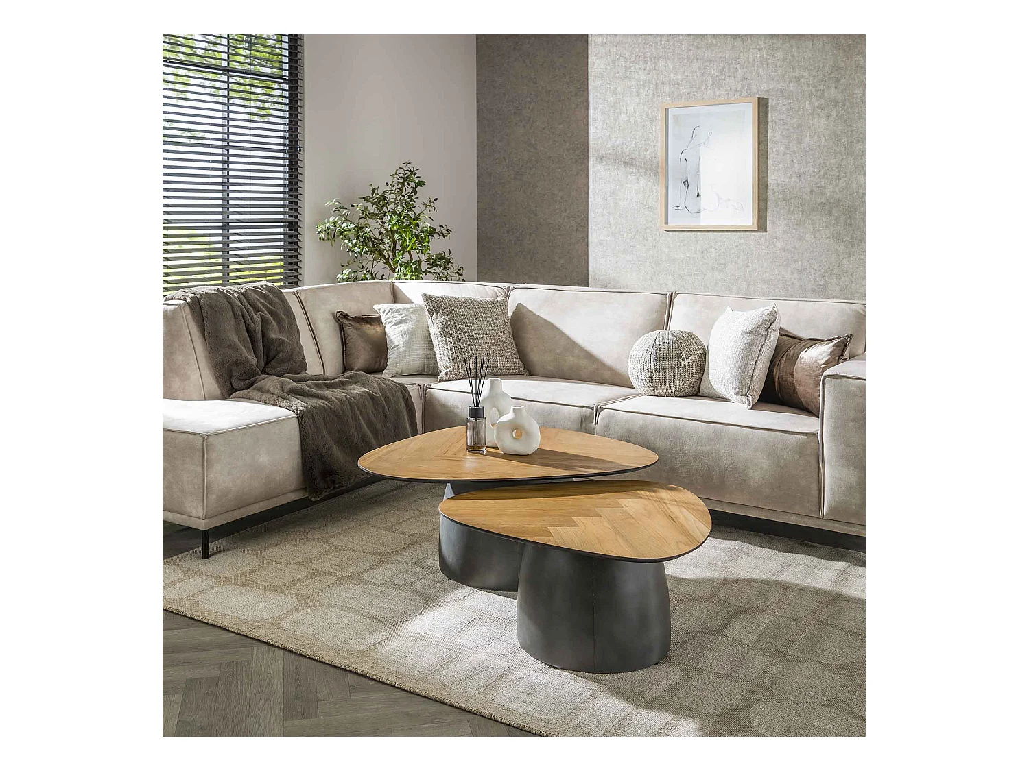 Mesa de centro Infinite - Madera de teca reciclada - Juego de 2