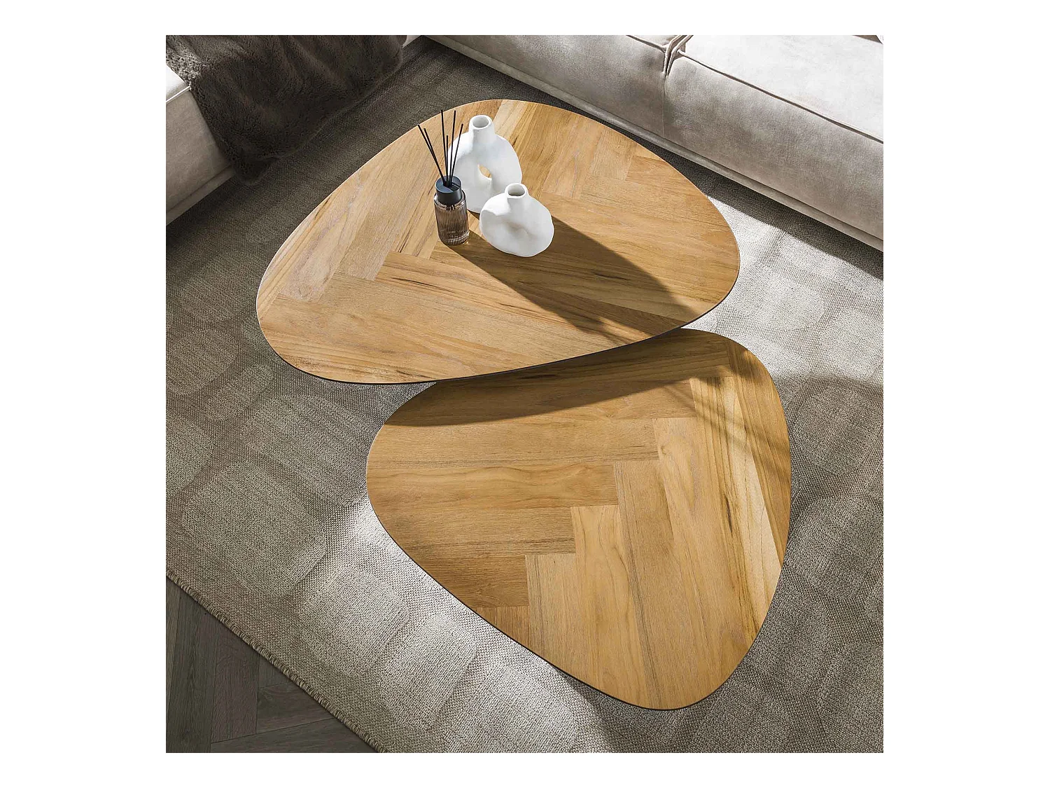 Mesa de centro Infinite - Madera de teca reciclada - Juego de 2