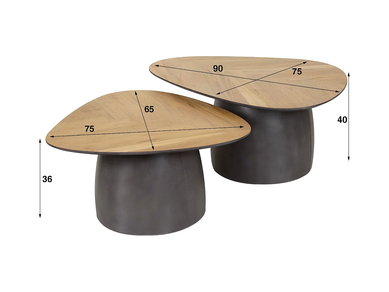 Mesa de centro Infinite - Madera de teca reciclada - Juego de 2