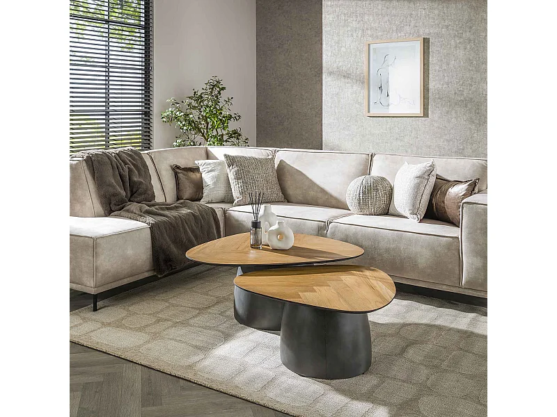 Table basse Infinite - Bois de teck recyclé - Lot de 2