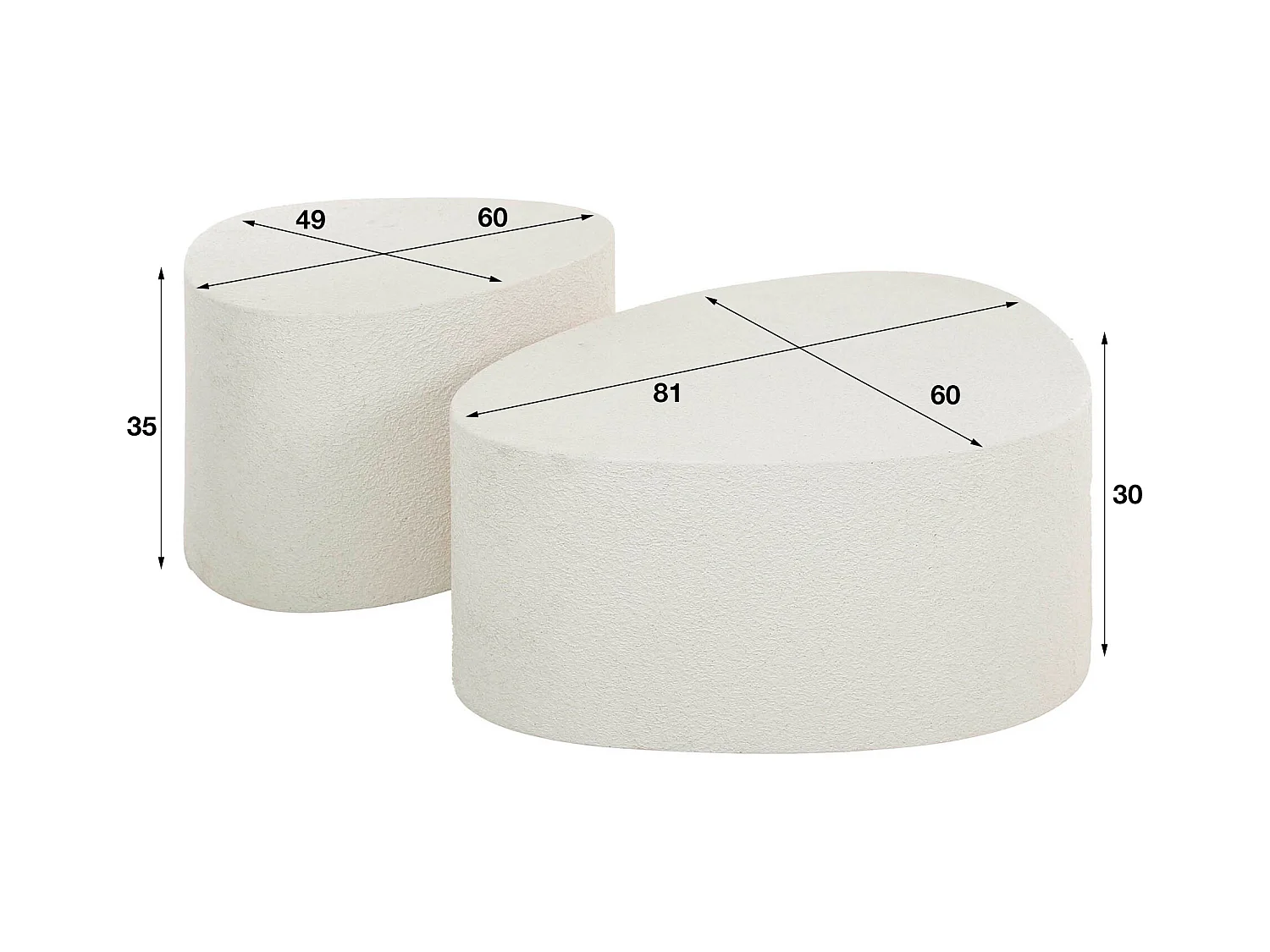 Table basse en pierre et composite de marbre - Lot de 2