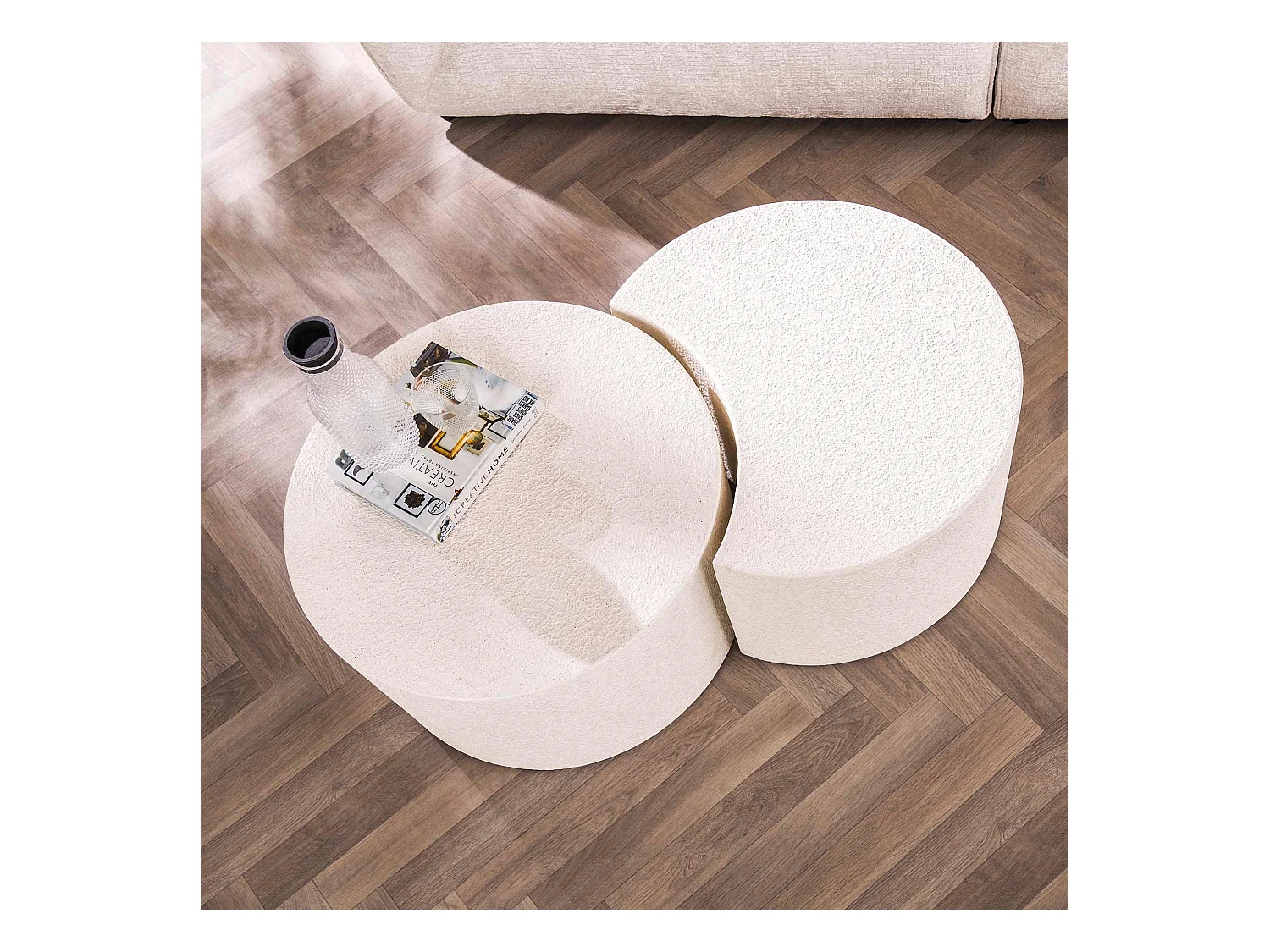 Table basse Stone Moonset - Composite de marbre - Lot de 2