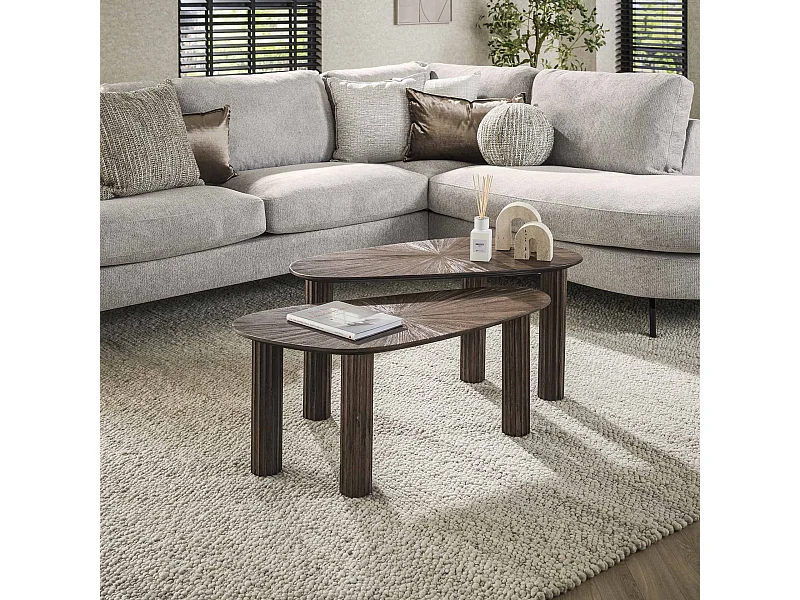 Mesa de centro esquinera Maya Teak - Teca Marrón Óxido - Juego de 2