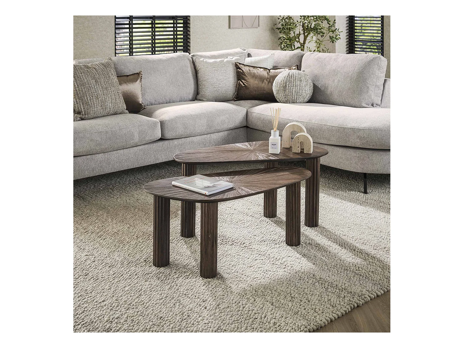 Table basse d'angle Maya Teak - Teck Brun Rouille - Lot de 2