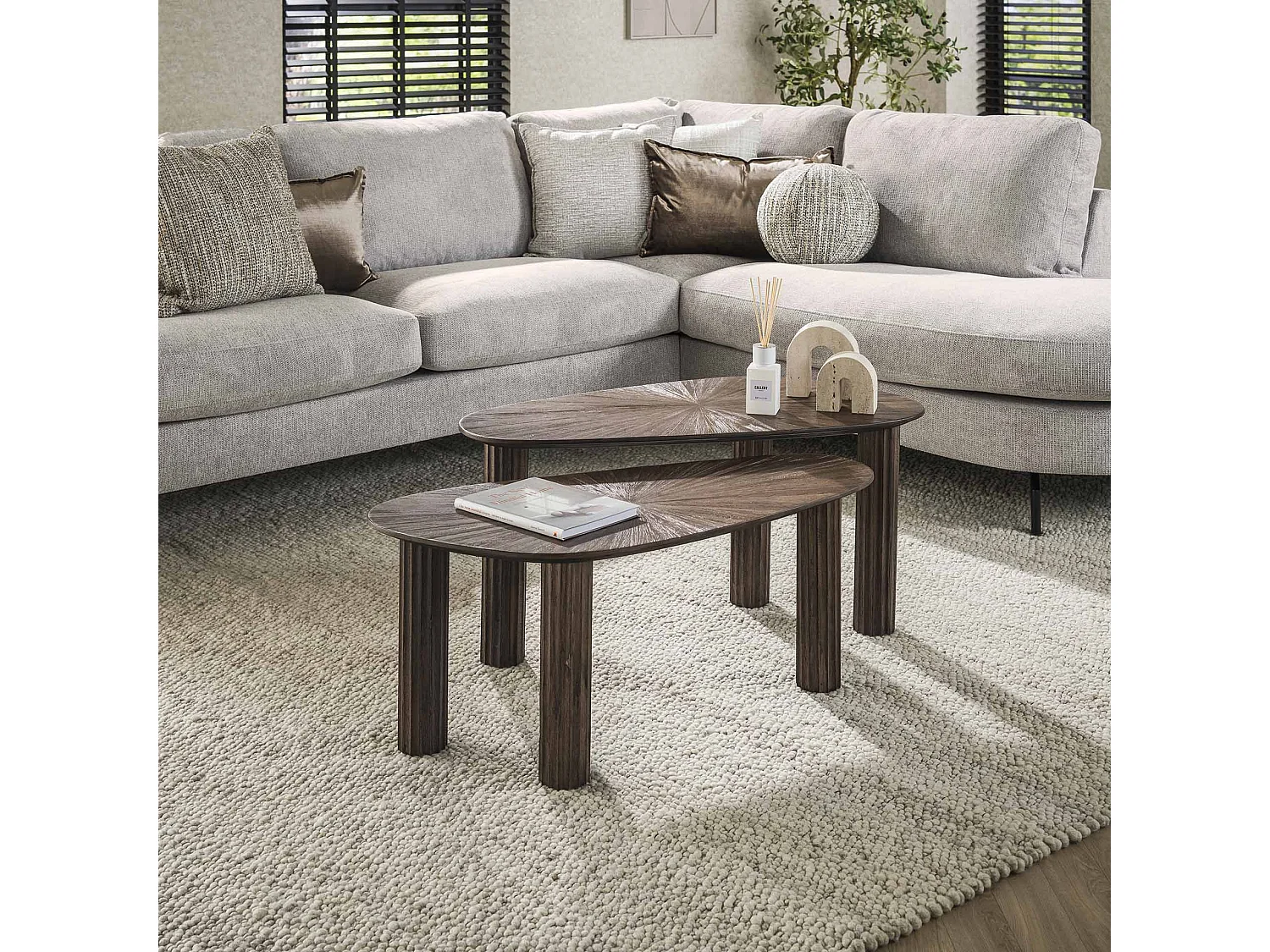 Table basse d'angle Maya Teak - Teck Brun Rouille - Lot de 2