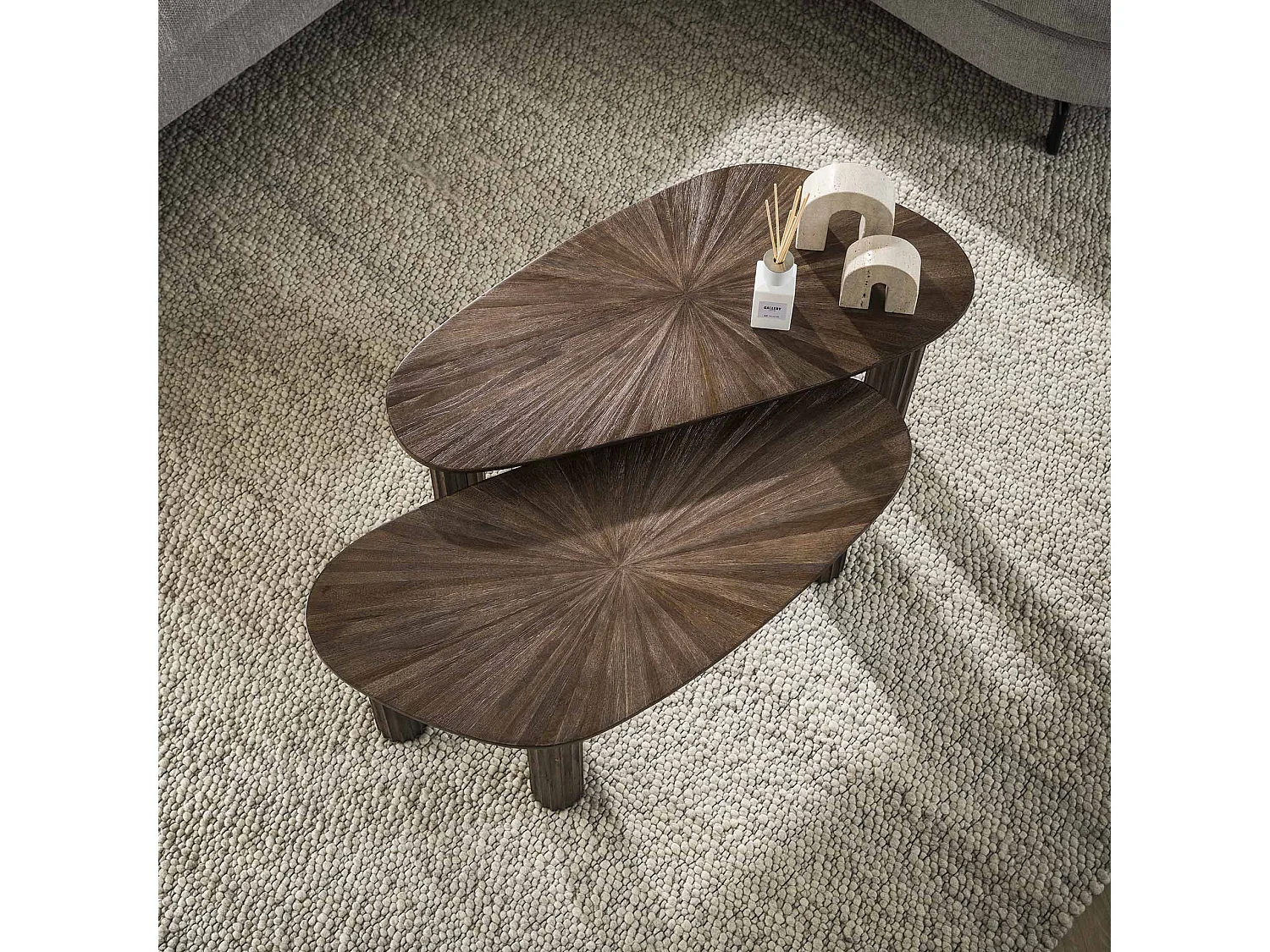 Table basse d'angle Maya Teak - Teck Brun Rouille - Lot de 2