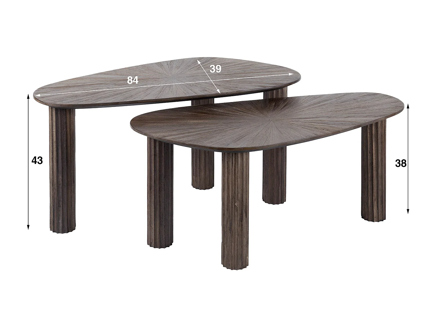 Table basse d'angle Maya Teak - Teck Brun Rouille - Lot de 2