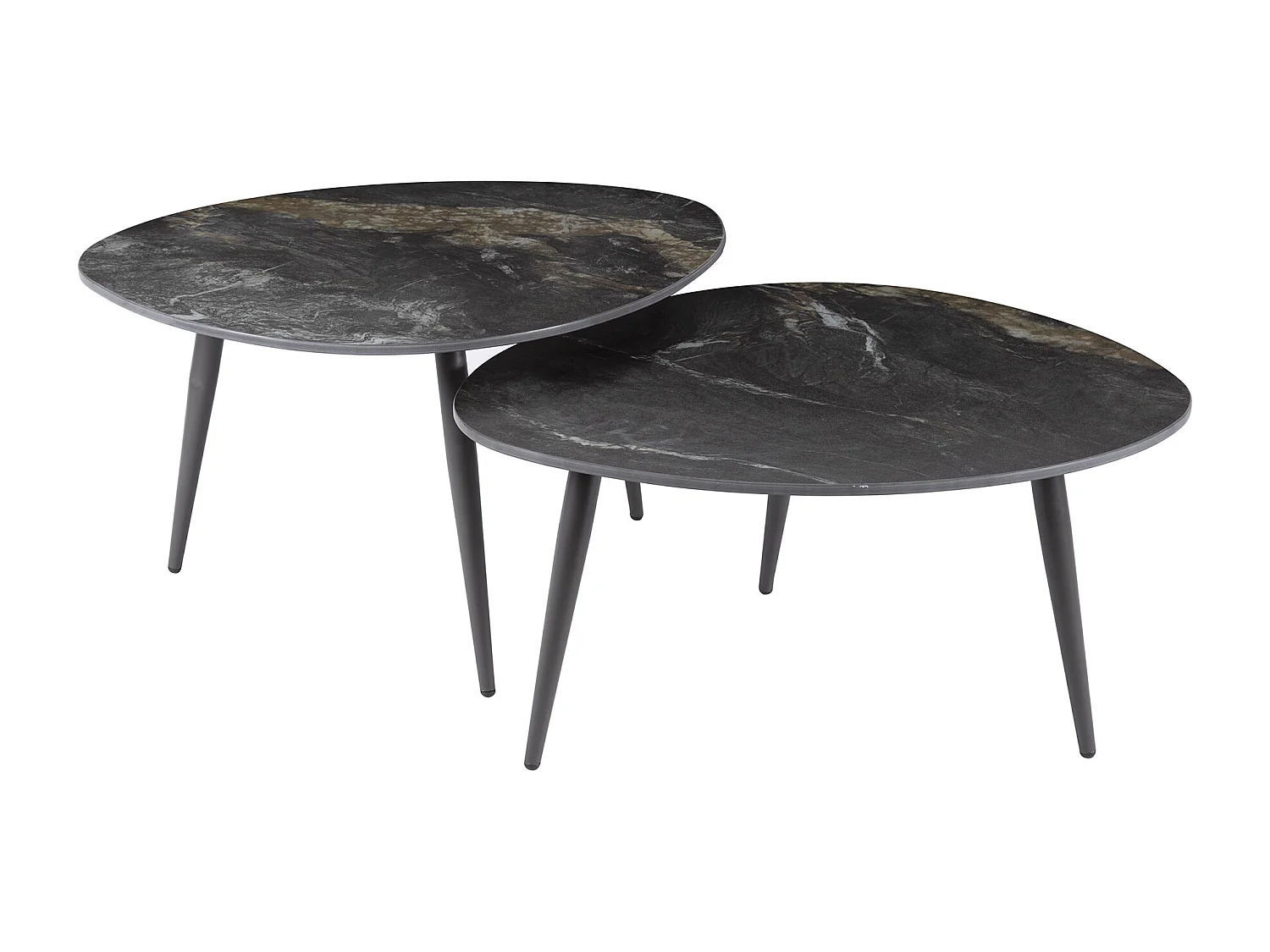 Ensemble de 2 tables basses Organic Fossil - Céramique noire