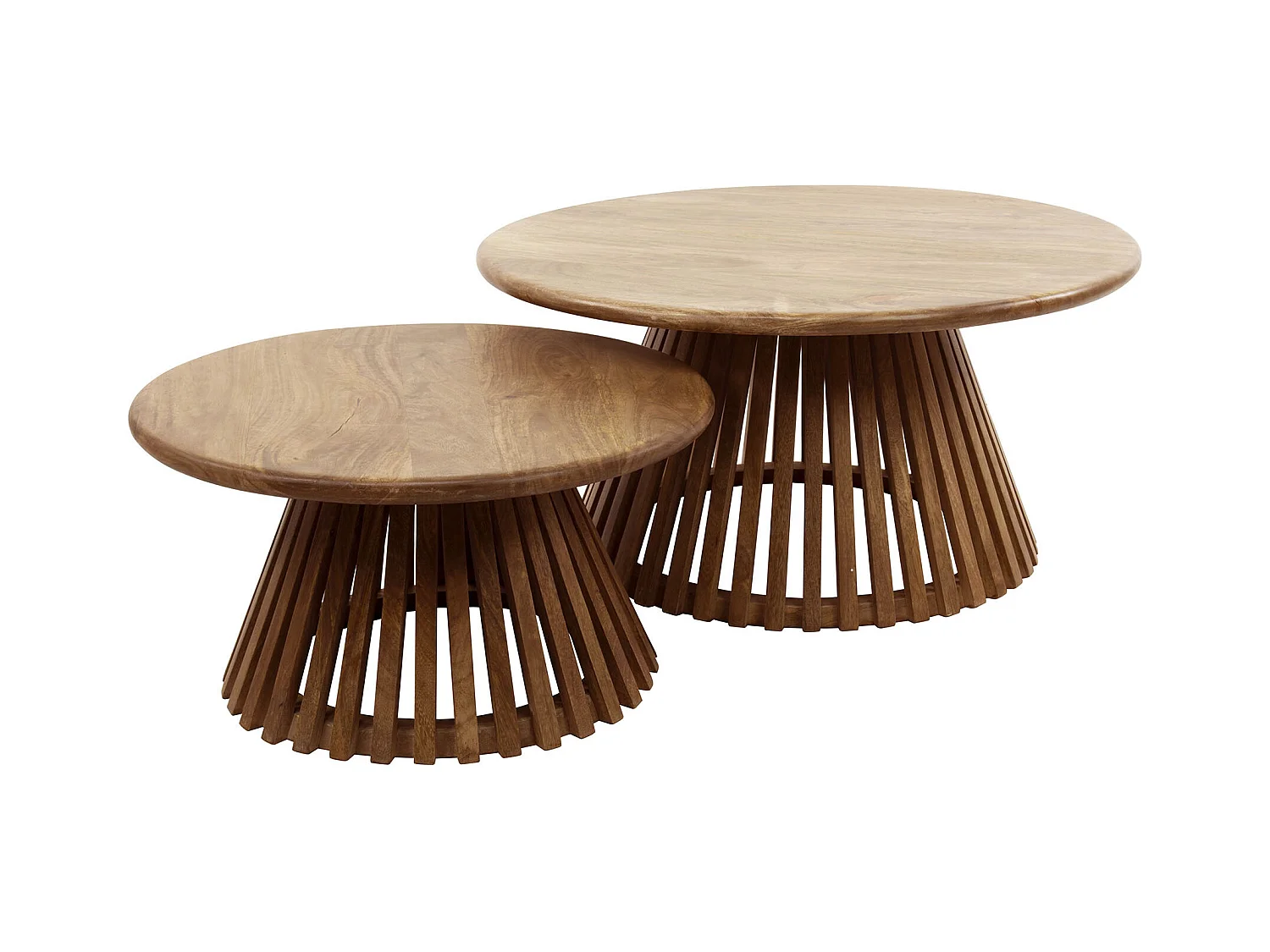 Table basse Tweak - Manguier massif - Couleur sable - Lot de 2