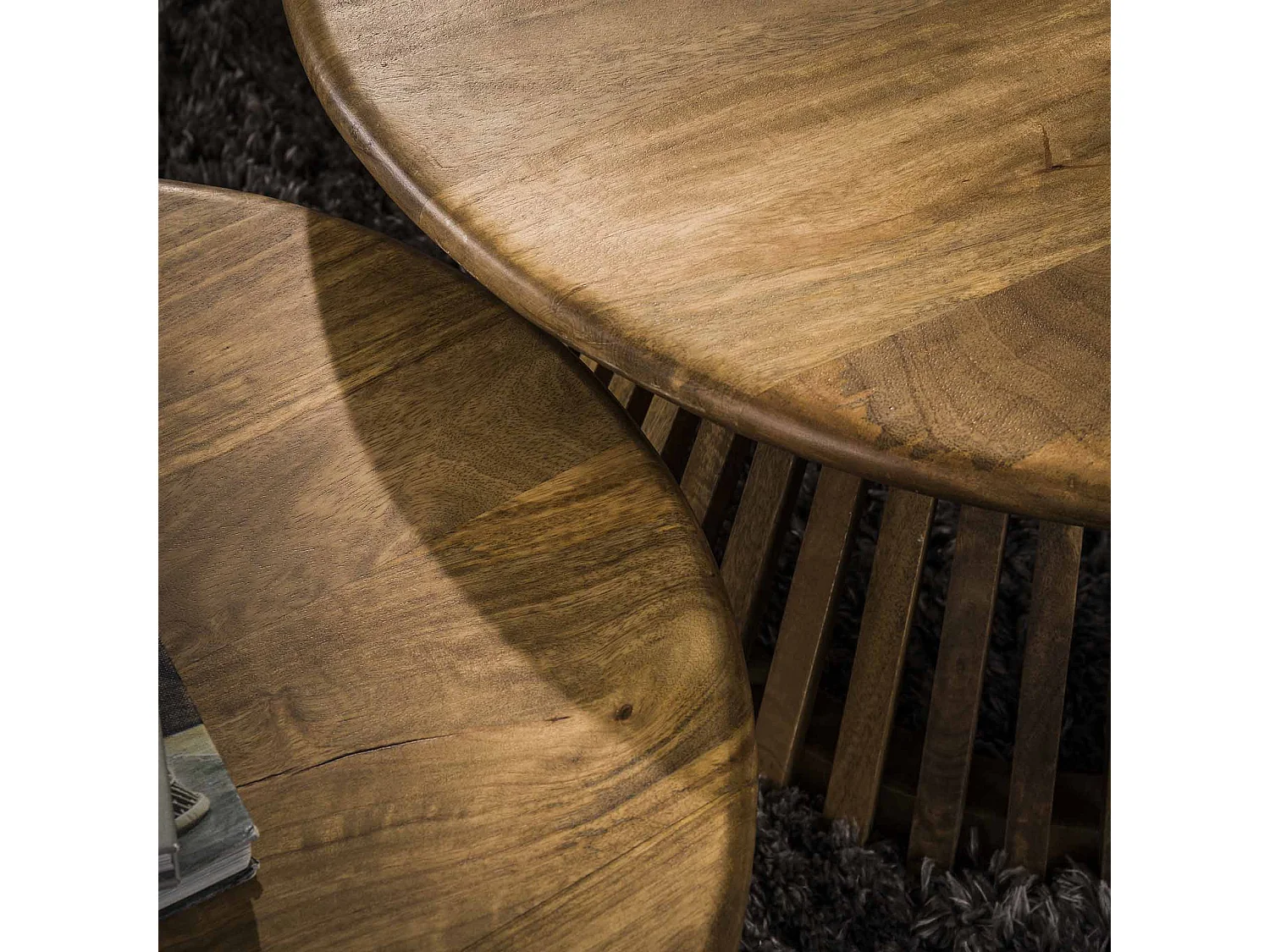 Salontafel Tweak - Massief Mango - Zandkleur - Set van 2