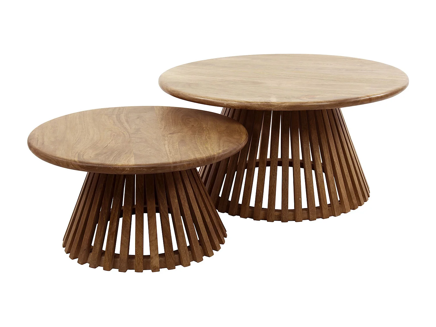 Salontafel Tweak - Massief Mango - Zandkleur - Set van 2