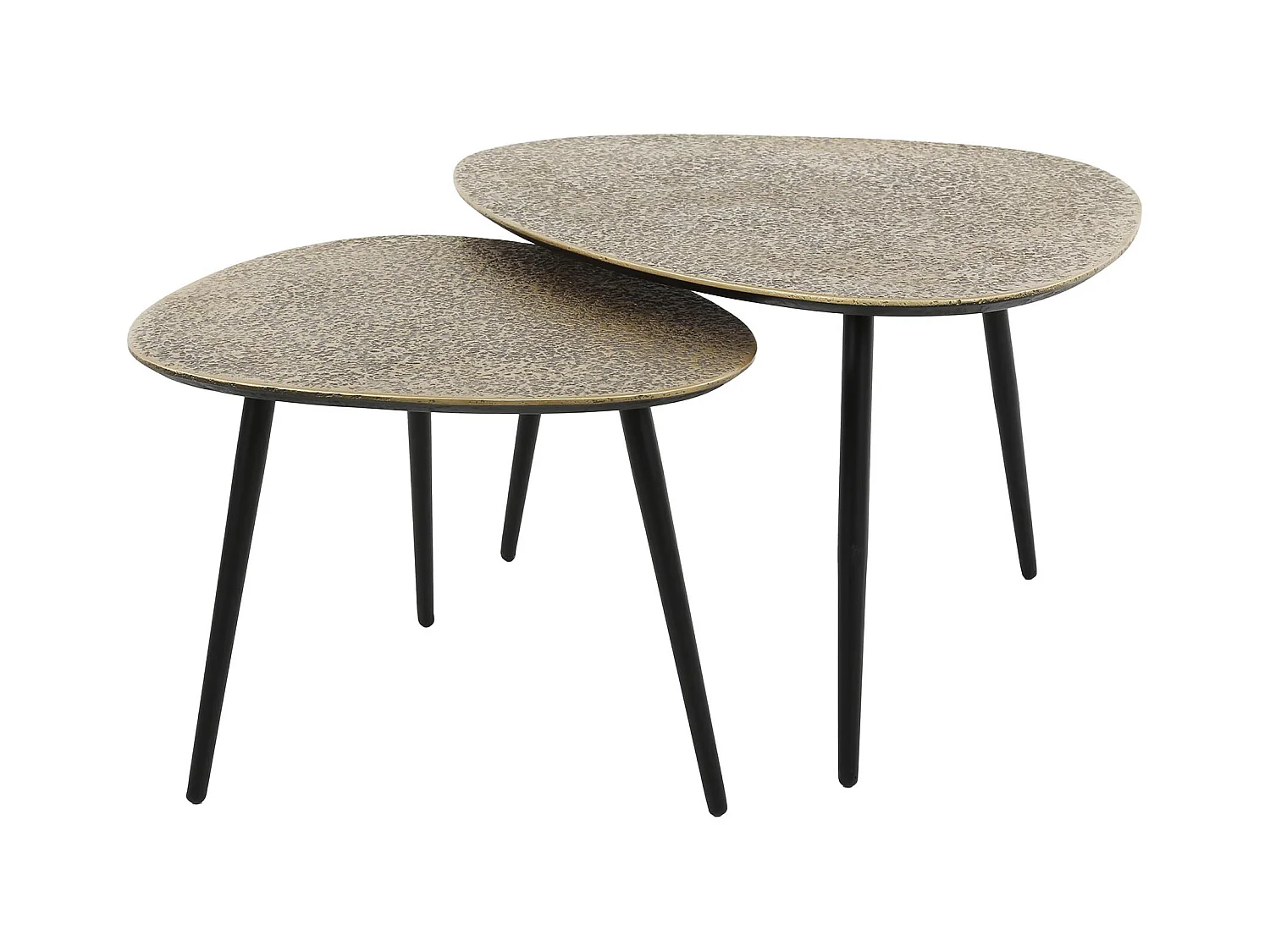 Lot de 2 tables basses triangulaires métalliques - 59 x 80 x 43 cm - Bronze antique