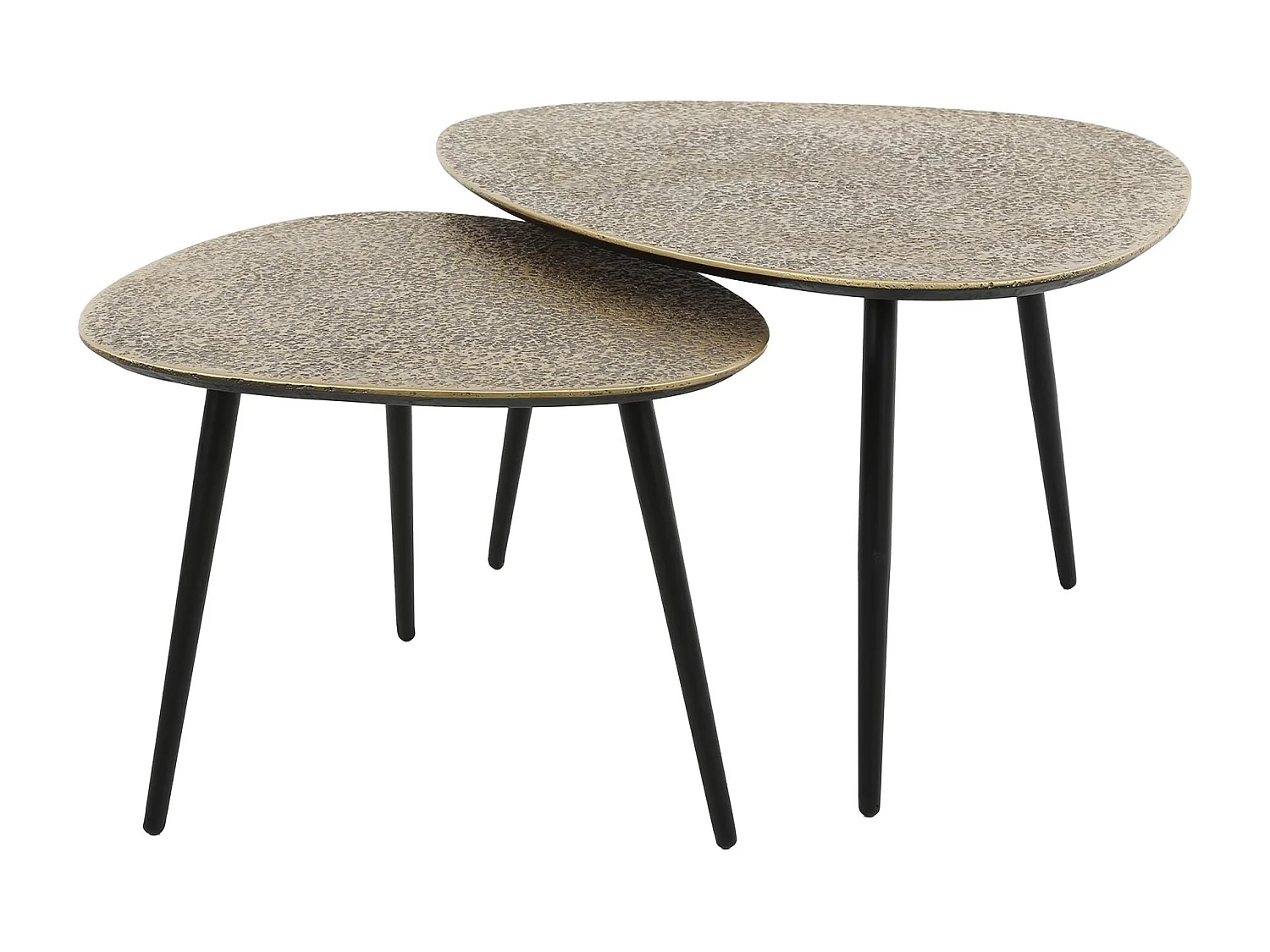 Lot de 2 tables basses triangulaires métalliques - 59 x 80 x 43 cm - Bronze antique