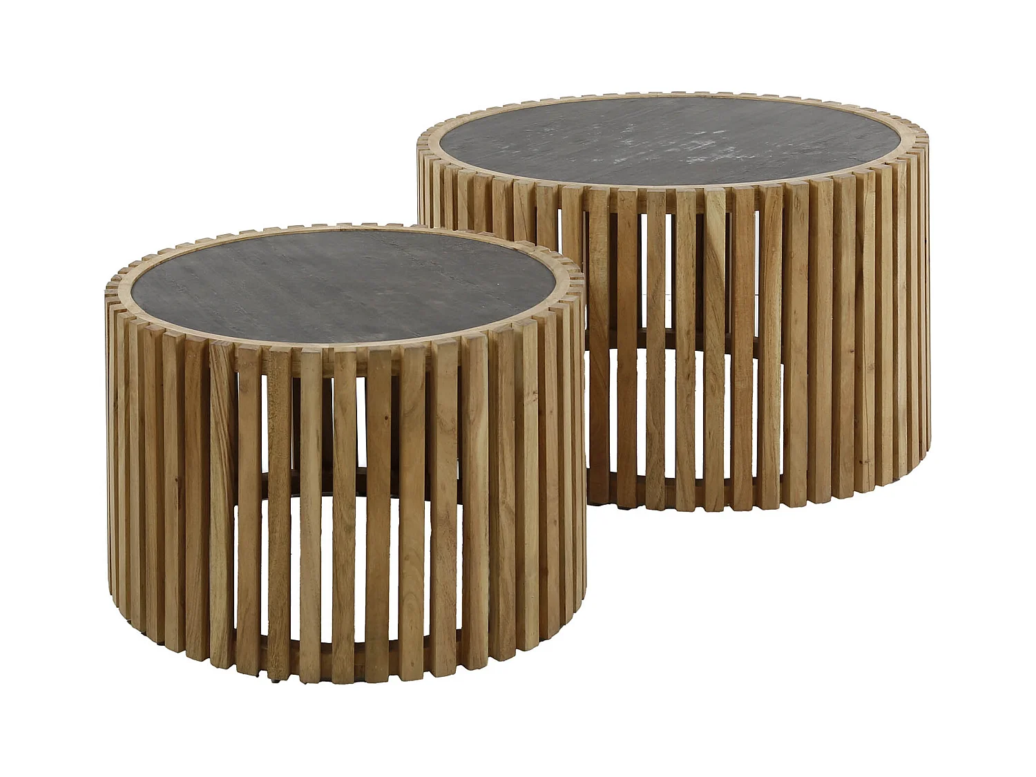 Table basse ronde en ardoise - Lot de 2