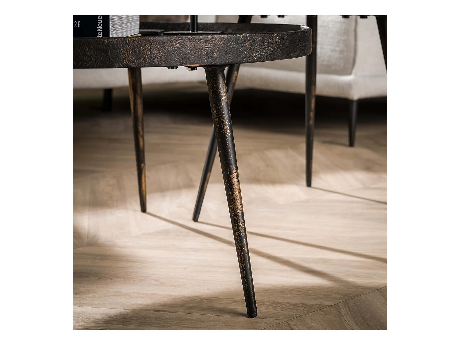 Table basse ronde métallique - Noir - Lot de 2 - 76 x 76 x 40 cm