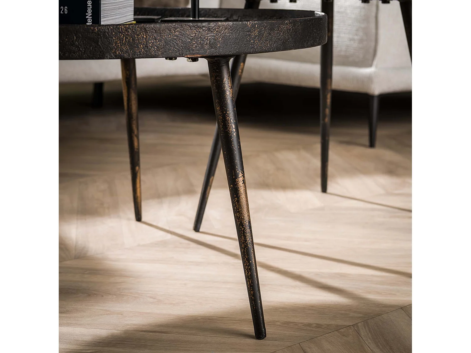 Table basse ronde métallique - Noir - Lot de 2 - 76 x 76 x 40 cm