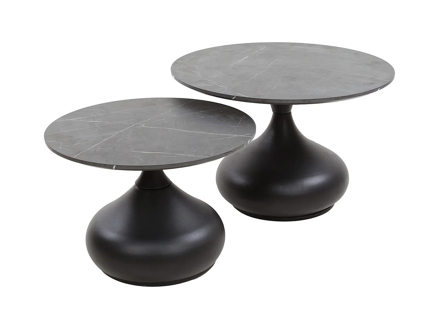 Table basse Drop Shape - 3D Noir Marron - Lot de 2