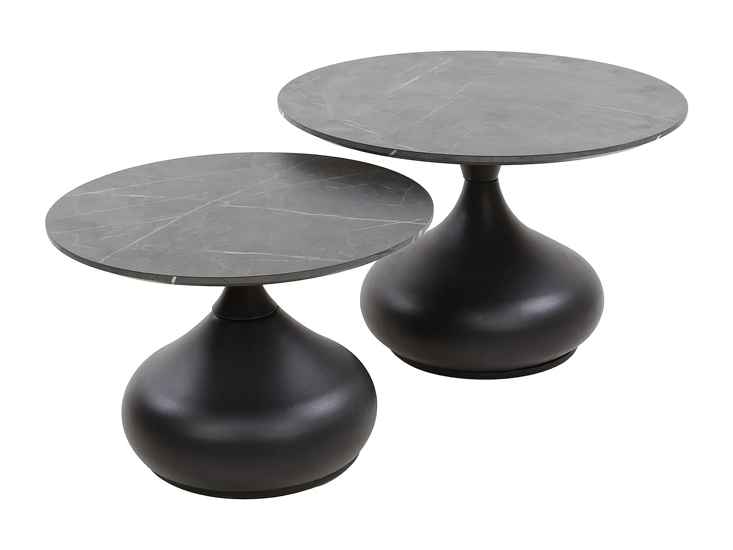 Table basse Drop Shape - 3D Noir Marron - Lot de 2