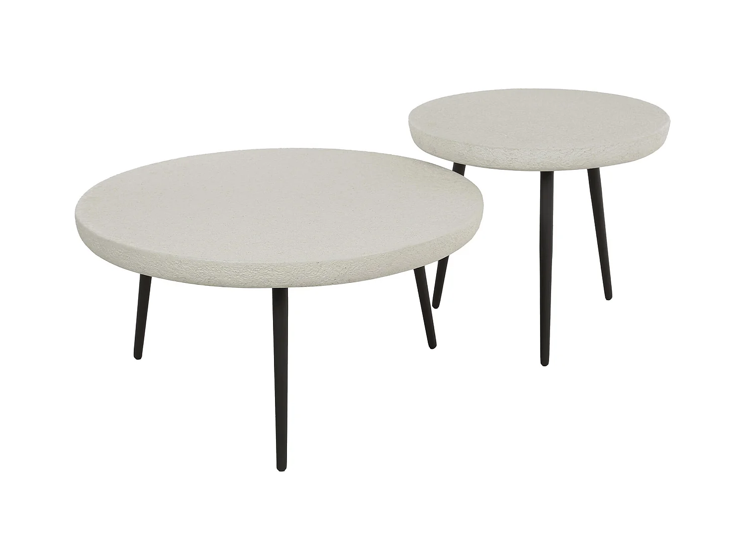 Table basse ronde plate en pierre - Composite de marbre - Lot de 2