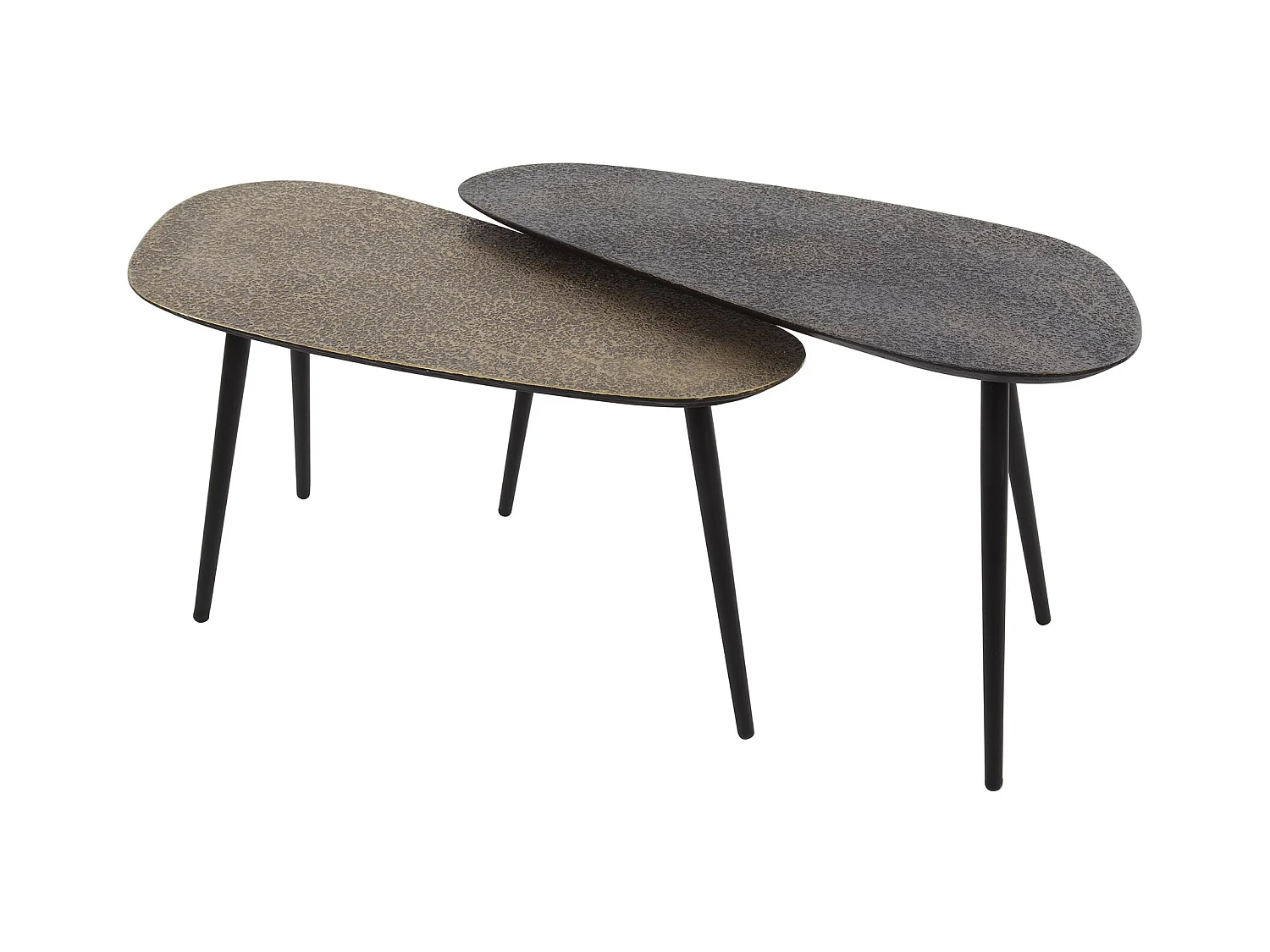 Table basse métallique en forme de haricot - Gris - Lot de 2