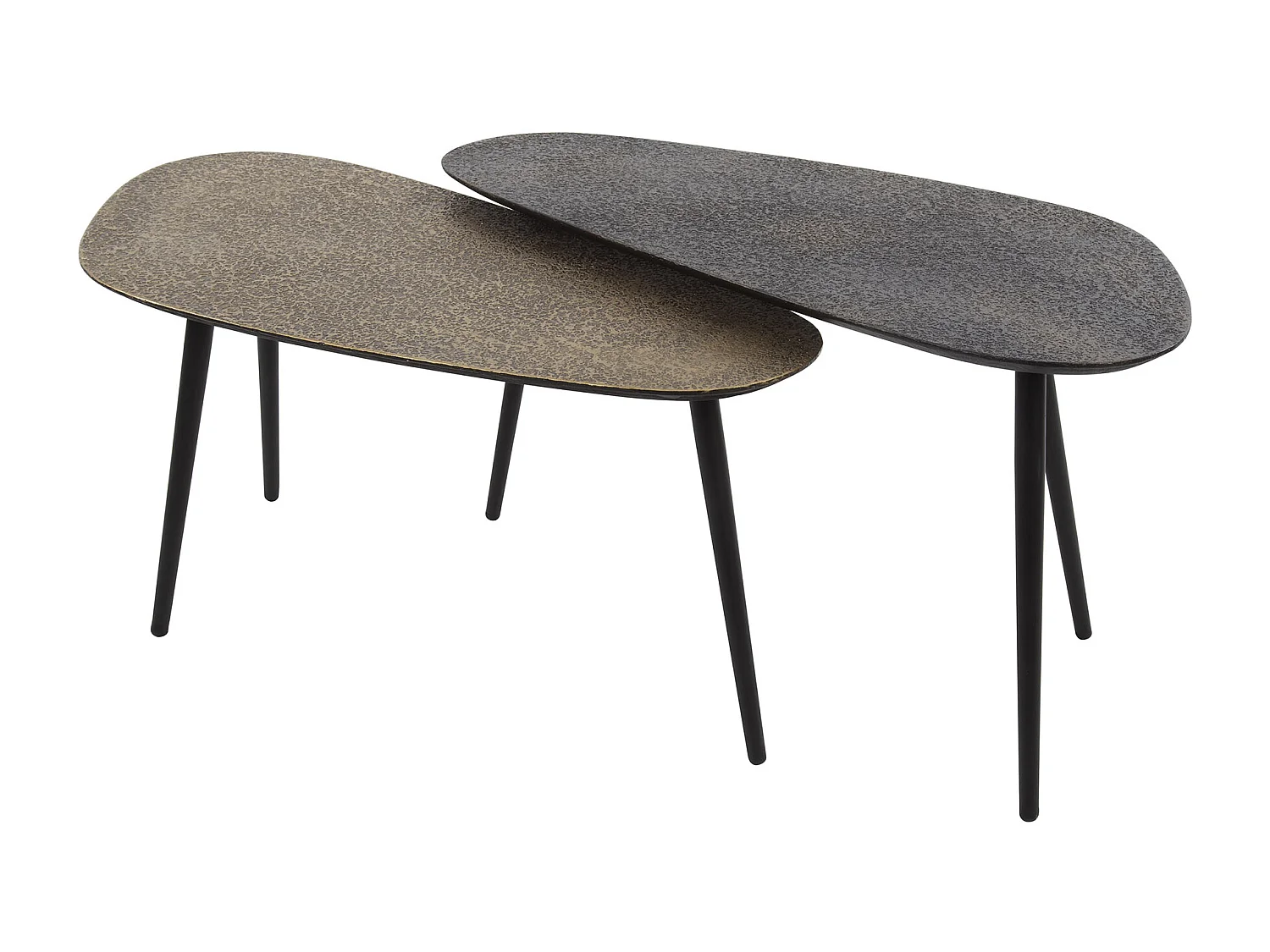 Table basse métallique en forme de haricot - Gris - Lot de 2