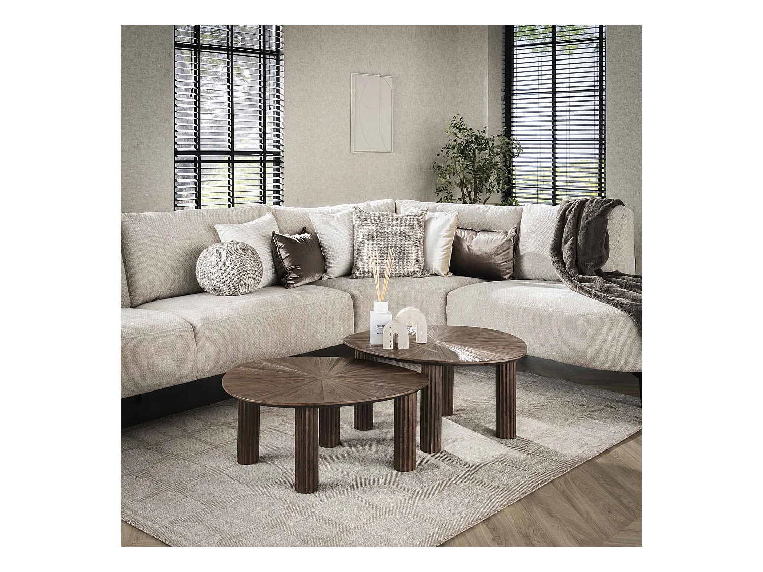 Table basse Maya Teck - Teck Brun Rouille - Lot de 2